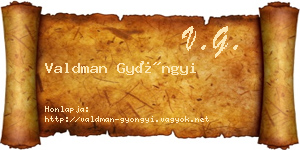 Valdman Gyöngyi névjegykártya